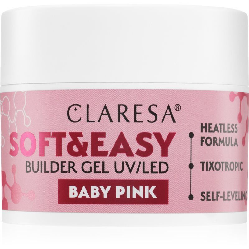 Claresa Soft&Easy Builder Gel pohjustusgeeli kynsiin sävy Baby Pink 45 g