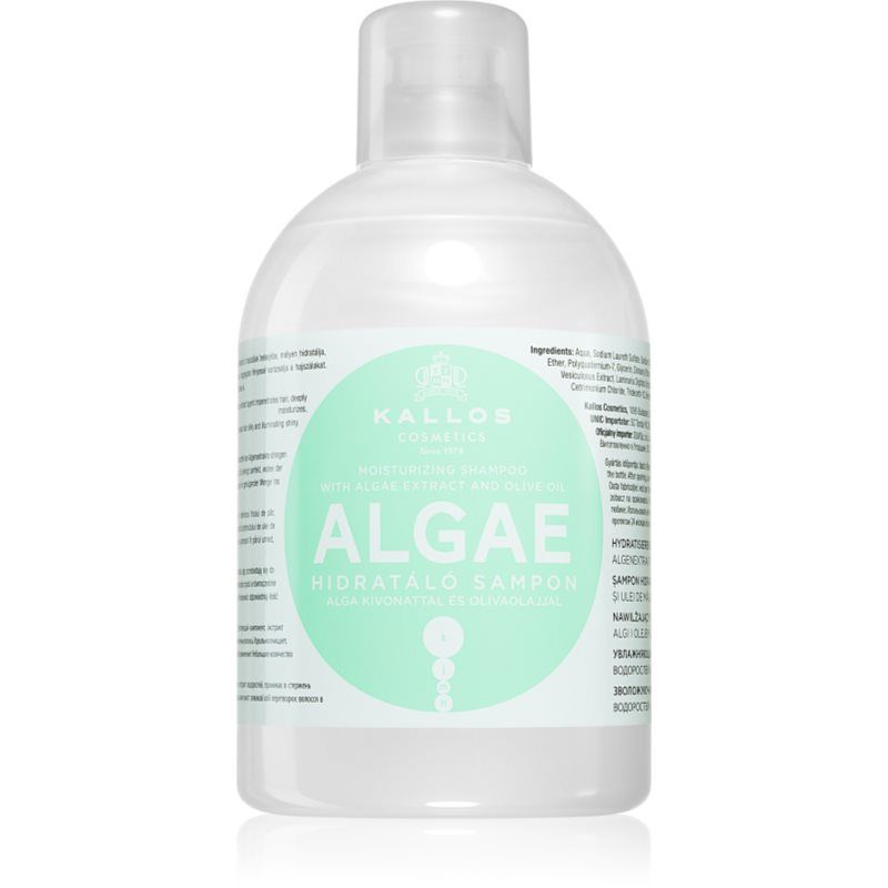 Kallos KJMN Professional Algae kosteuttava shampoo sisältää levä- ja oliiviöljyuutteita 1000 ml