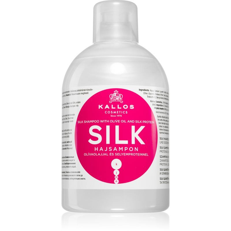 Kallos KJMN Professional Silk silkinpehmeä shampoo kuiville ja herkistyneille hiuksille 1000 ml