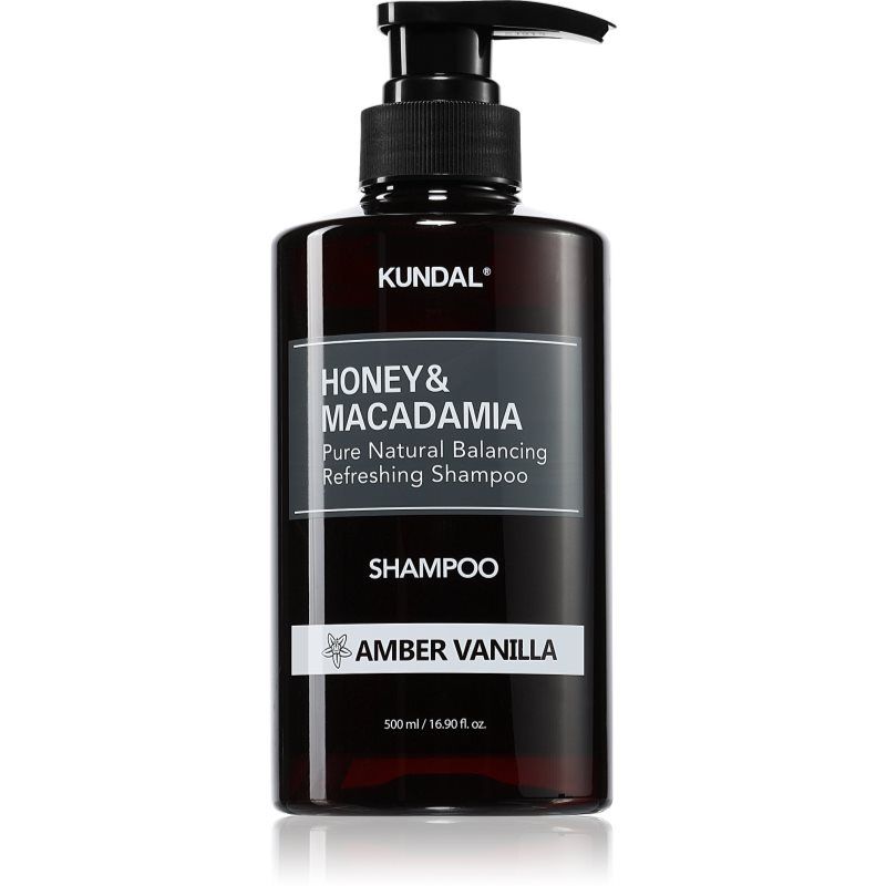 KUNDAL Honey & Macadamia Amber Vanilla luonnollinen shampoo kuiville ja vaurioituneille hiuksille 500 ml