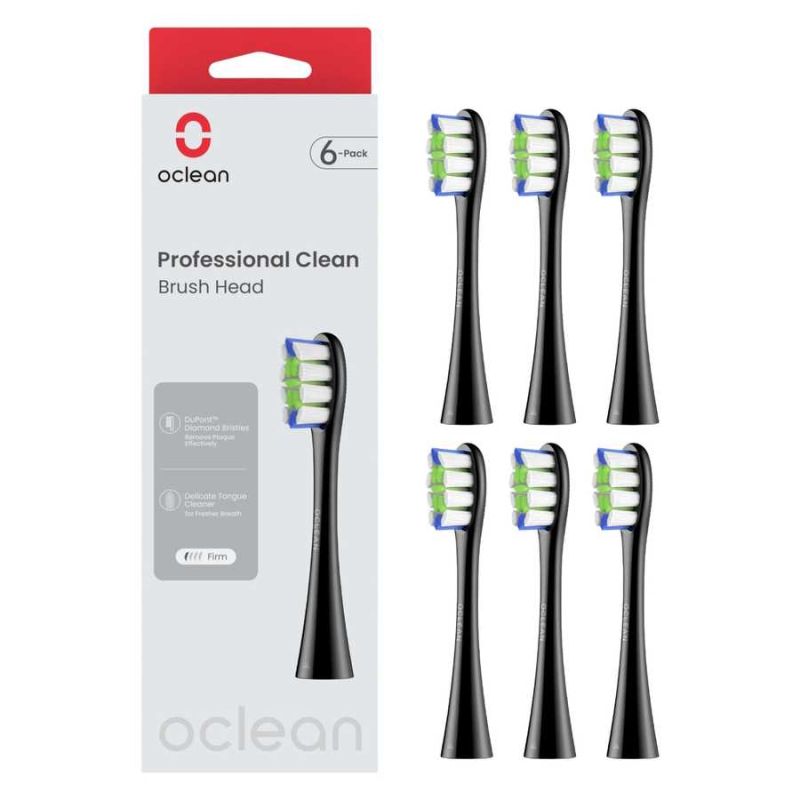 Oclean Professional Clean Brush Head Black 6 kpl
