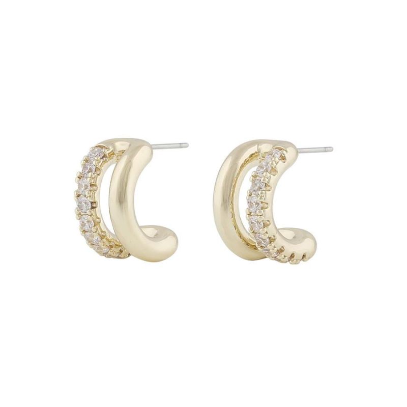 Snö Of Sweden Ace Wide Oval Earring – Gold/Clear