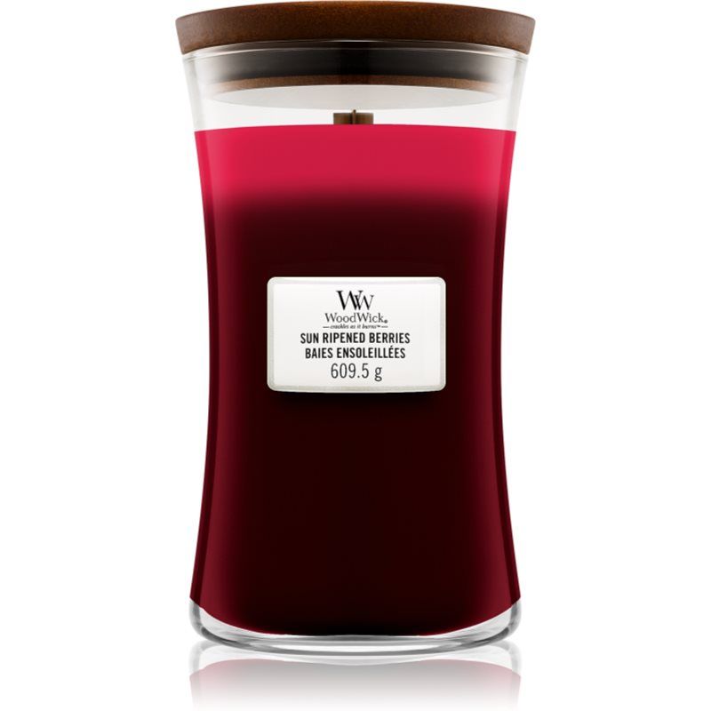 Woodwick Trilogy Sun Ripened Berries tuoksukynttilä sisältää puusydämen 609,5 g