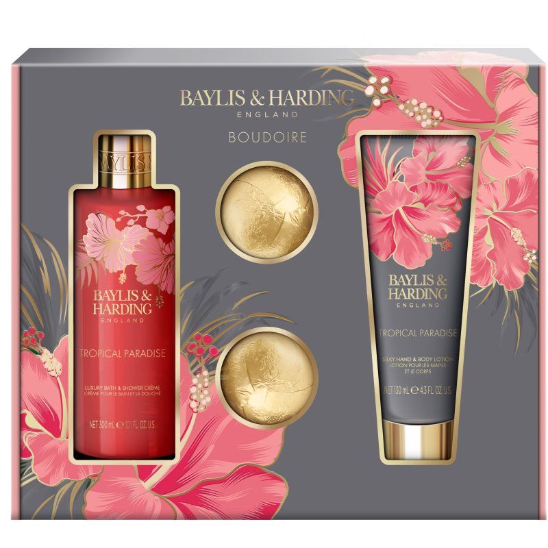 Baylis & Harding Boudoire Tropical Paradise lahjasetti vartalolle Banana, Peach & Orange Blossom
