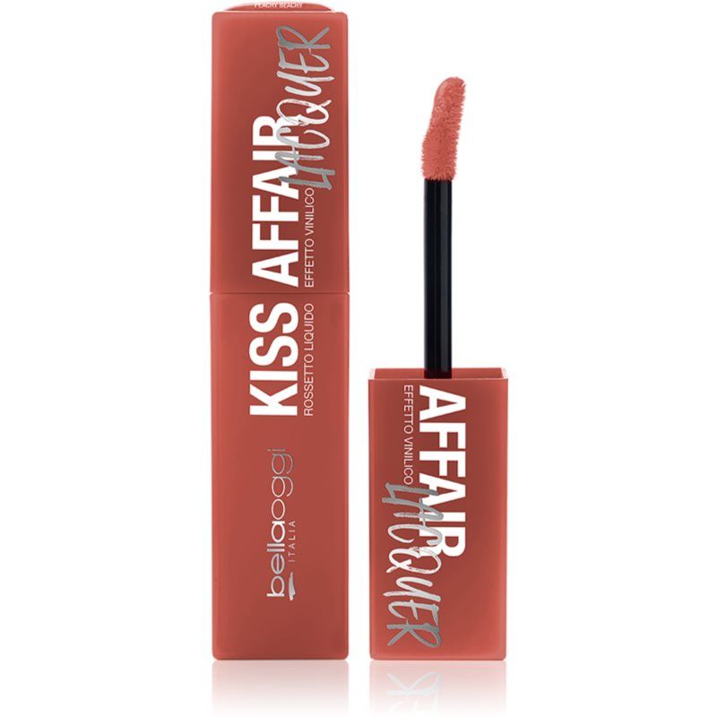 bellaoggi Kiss Affair Lacquer pitkäkestoinen nestemäinen huulipuna sävy Peachy Beachy 3,9 ml