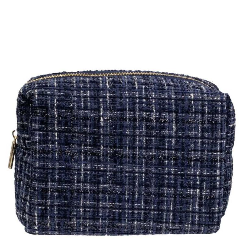 DARK Tweed Make-Up Pouch Small ? Navy Blue
