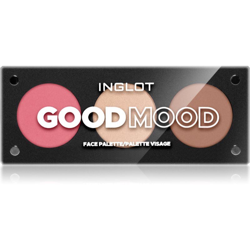 Inglot Face Palette korostusväri, aurinkopuuteri ja poskipuna sävy Good Mood 7 g