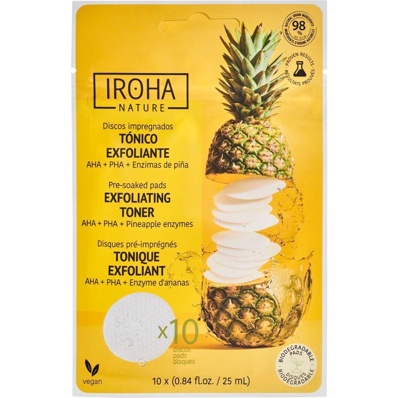 IROHA NATURE Exfoliating Toner Pads AHA + PHA + Pinapple Enzymes