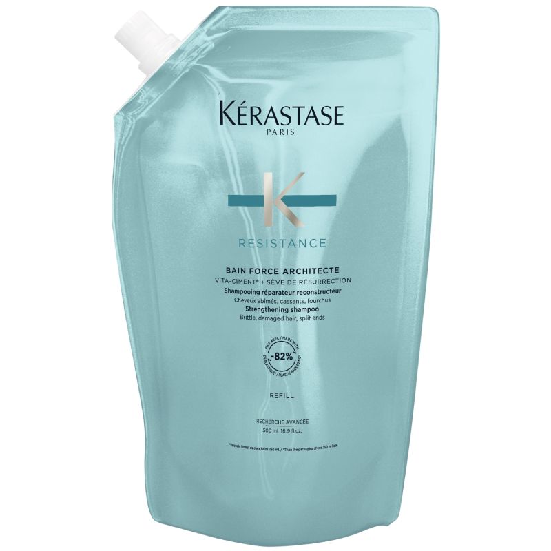 Kérastase Resistance Bain Force Architecte Refill Shampoo Pouch 500ml For Damaged Hair