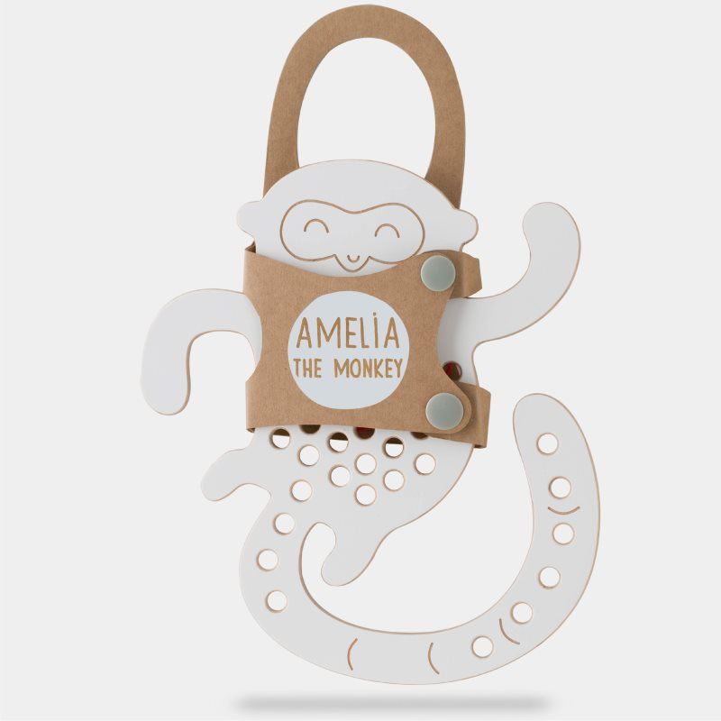 Milin Big Wooden Lacing Toy Monkey Amelia aktiivilelu 20 cm x 17,5 cm x 0,7 cm 1 kpl