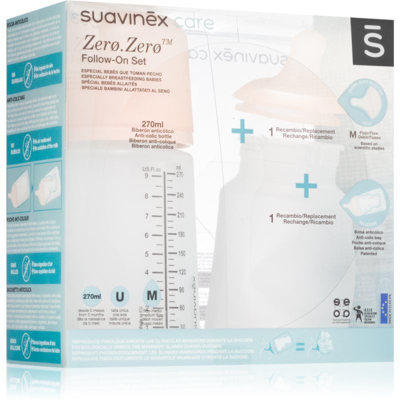 Suavinex Zero Zero Follow-On Set lahjasetti vauvoille M Medium Flow 3 m+