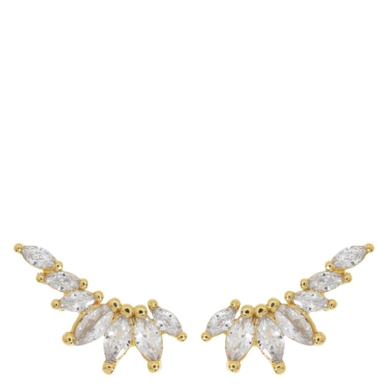 Timi Of Sweden Zubi Crystal Leaf Ear Climber Earrings