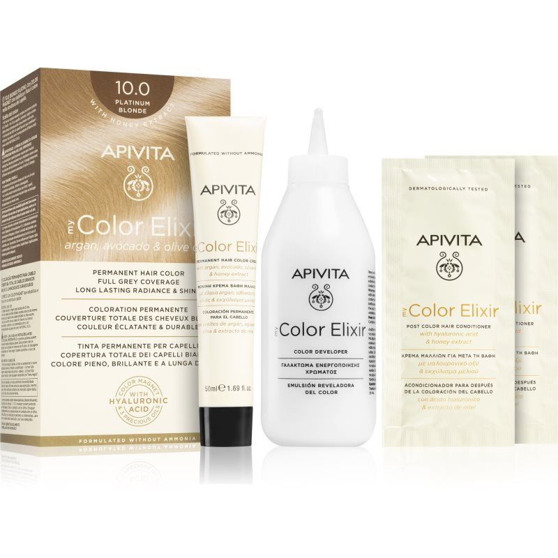 Apivita My Color Elixir hiusväri ammoniakiton sävy 10.0 Platinum Blonde 1 kpl