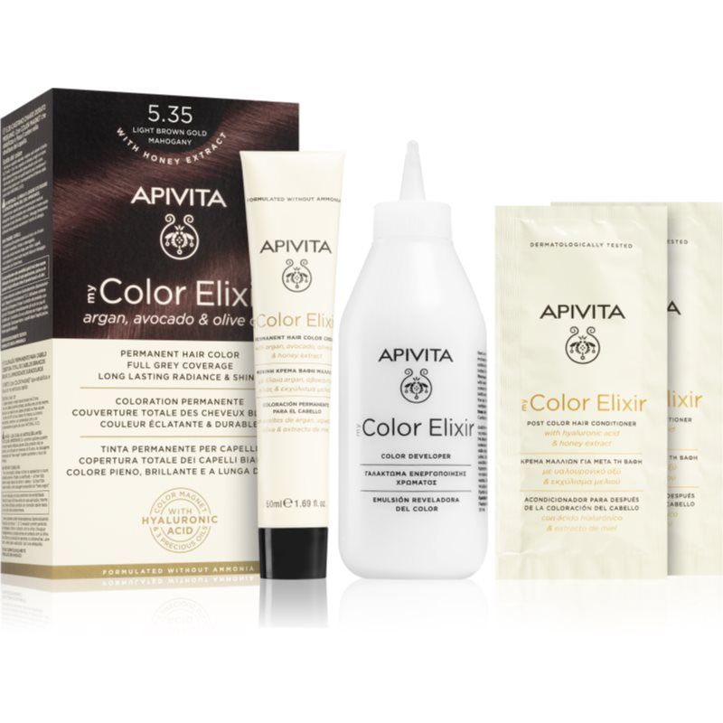 Apivita My Color Elixir hiusväri ammoniakiton sävy 5.35 Light Brown Gold Mahogany 1 kpl