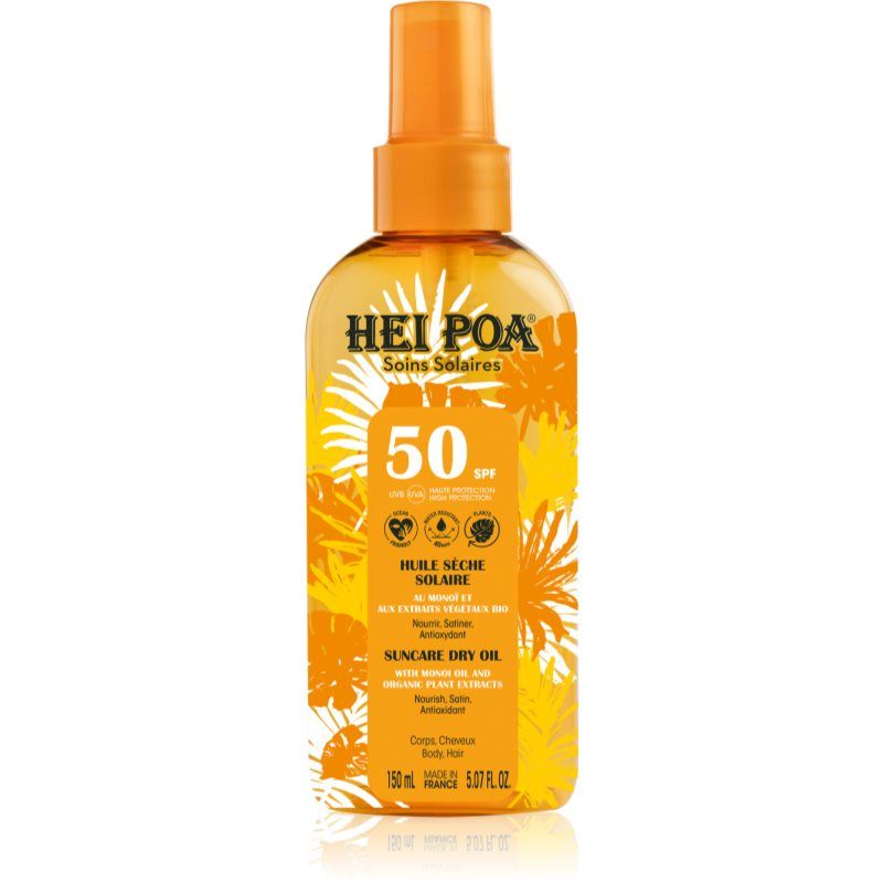Hei Poa Tahiti Monoi Oil kuiva aurinkosuojaöljy SPF 50 150 ml