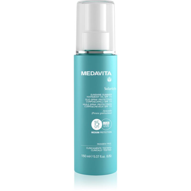 Medavita Solarich Sunshine Summer Hair&Body Oil suojaava öljy vartalolle ja hiuksille SPF 15 150 ml