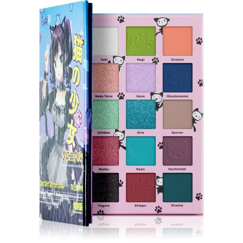 Rude Cosmetics Manga Collection Pigments & Shadows Palette luomiväripaletti sävy Cat Girl Chronicles 22 g