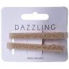 Dazzling Hår Glitterspänne 2-pack Guldbeige thumbnail 1