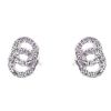 Dazzling Earring Silver Col, Two Circles Joined W Crystals thumbnail 1