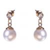 Dazzling Earring Col Clear Crystal On Stud W Hanging MOP Gold thumbnail 1