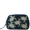 Elizabeth Scarlett Turtle Conservation Marine Navy Velvet Cosmetics Bag thumbnail 1