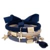 DARK Hair Ties With Charms Combo ? Navy Blues With Gold thumbnail 1