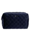 DARK Velvet Square Quilted Make-Up Pouch Small ? Navy Blue thumbnail 1