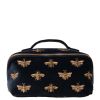 Elizabeth Scarlett Honey Bee Charcoal Velvet Open Flat Makeup Bag thumbnail 1